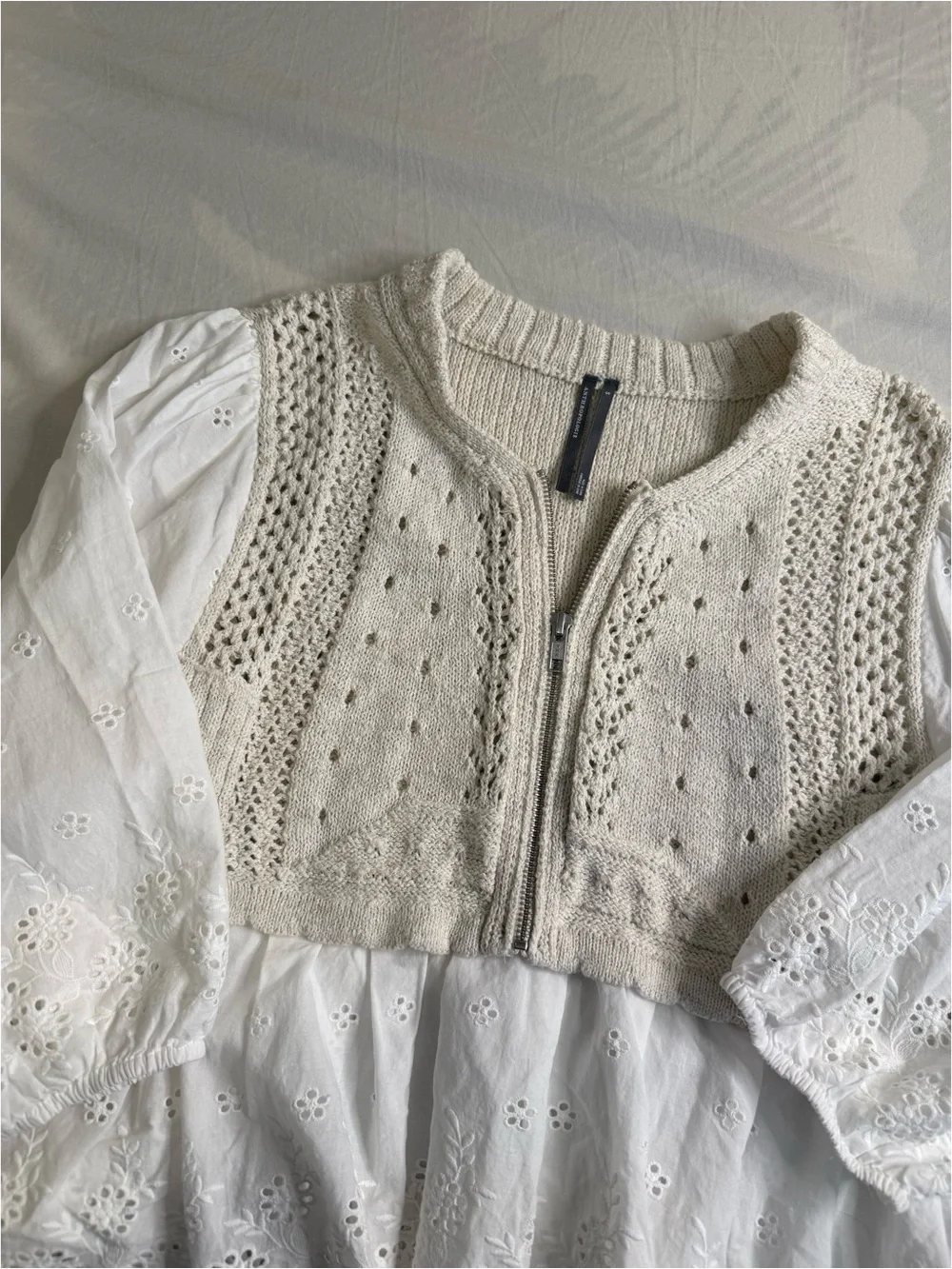 Women's Cream Eyelet Peasant Top - Brand: Anthro